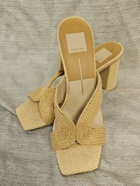 Dolce Vita Natural Braided Block Heel Mules